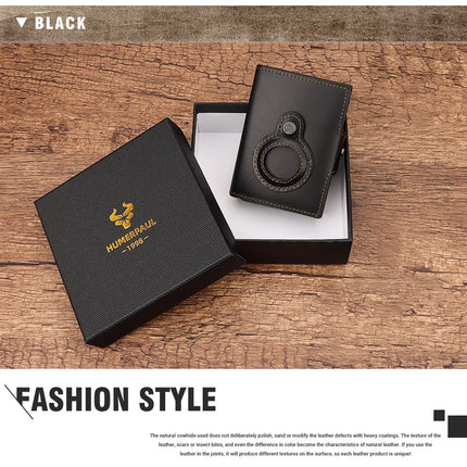 Anti-scan Magnet Credit Card Holder Wallet Genuine Leather Automatic Pop Out Aluminum Smart Wallets Luxury AirTag Purse Set