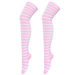 Color Striped Stockings Japanese Over Knee Socks Fashion Women Keep Warm Soks Sexy Slim Long Soks Black White Striped Hosiery