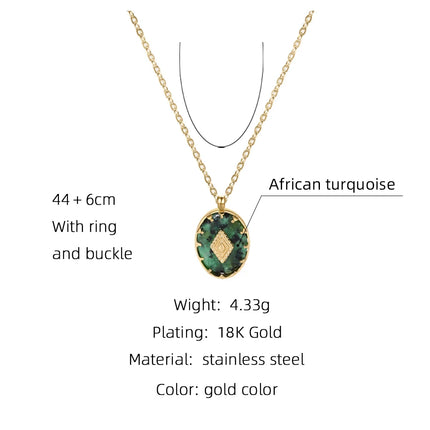 YACHAN Stainless Steel Chains Necklace for Women Turquoise Natural Stone Pendant 18K Gold Plated Necklaces Trendy Jewelry Gift