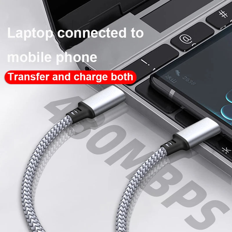 60W Type C To Type C 1M 2M 3M 5M 8M Cable PD Fast Charger Data Cable For IPhone 15 Macbook Xiaomi Samsung Camera Extension Cable