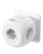 LENCENT EU Plug Wall Socket Extender with 4 AC +QC3.0USBX2 +1 Type C PD20W Fast Charger Adapter 7-in-1 Socket On/Off Switch