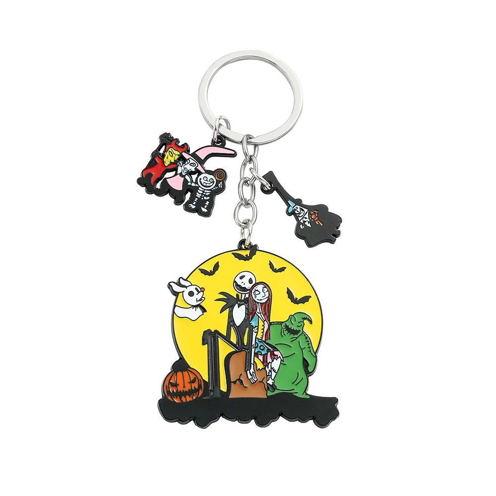 The Nightmare Before Christmas Keychain Sally Jack Skellington Halloween Keyrings Car Key Holder for Couple Jewelry Gifts