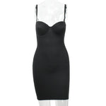 Slimming Full Length Shapewear Slips Nude Straight Tube Dress Body Shaper Women Skinny Under Dresses Underwire Cup Black