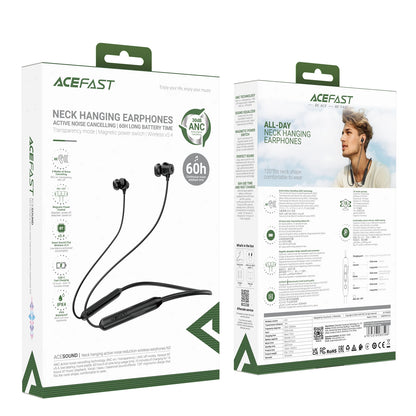 ACEFAST N3 Neckband Wireless Bluetooth 5.4 Earphone 30dB ANC Noise Cancelling Earbuds 60 Hours longtime Use Music Sport Earphone