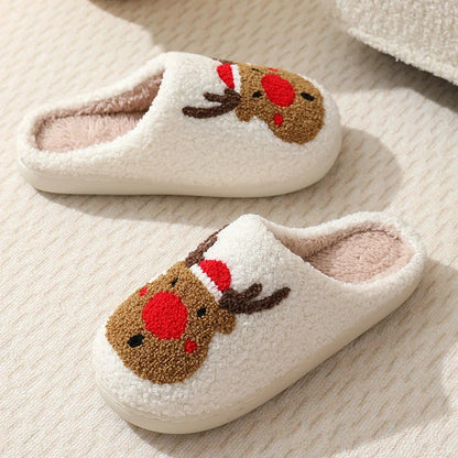 Christmas Deer Slippers Indoor Warm Slipper Women Men Bedroom Slipper Women Fuzzy Fluffy Slippers for Winter for Christmas Gift