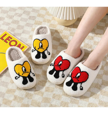 Winter Home Warm Women Slippers House Girl Fur Cute Bad Bunny Love Cushion Slides Bedroom Ladies Cotton Female Plush Shoes