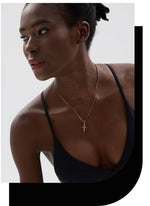 Yhpup Delicate Colorful Bling Cubic Zirconia Cross Pendant Stainless Steel Luxury Necklace High-Grade Fashion Shiny Jewelry Gift