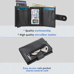 DIENQI Carbon Fiber Rfid Wallet Male Money Card Holder Pocket Mini Wallet Women Men Smart Purses Automatic Pop Up Valet Walet