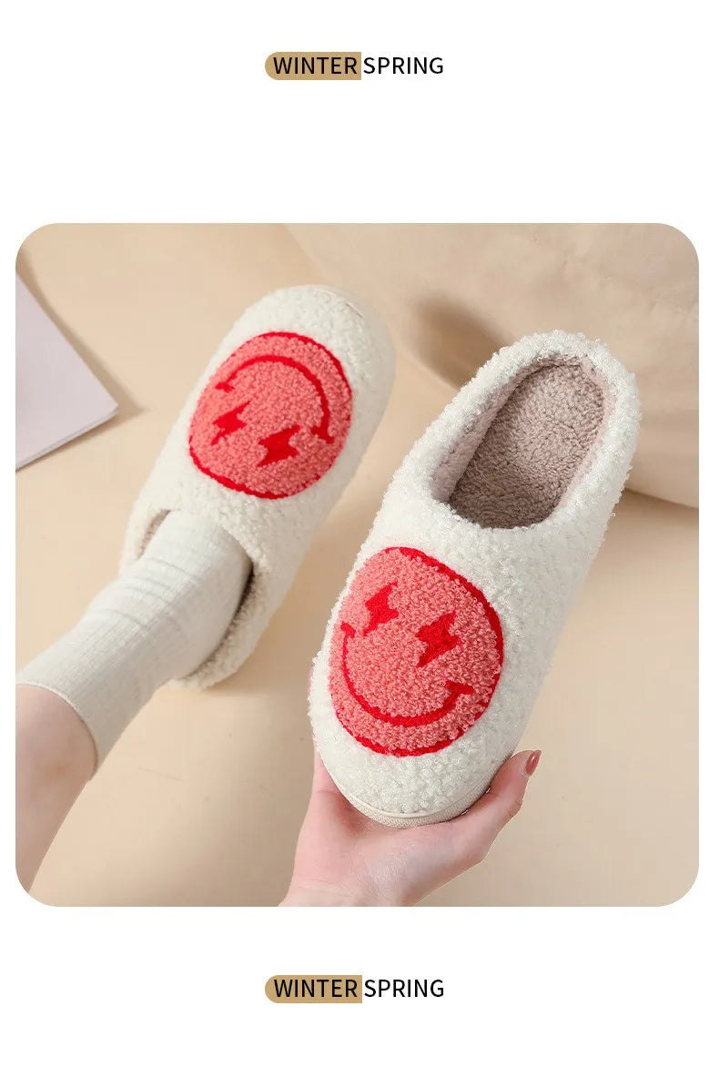 House Slippers for Women, Cute Big Small Heart, Fluffy Cozy Home Comfy Shoes for Ladies, Indoor Slippers for Winter, Mushroom