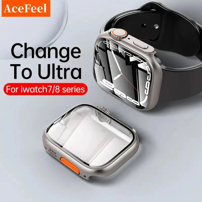 Glass+Case for Apple Watch 44mm 45mm 41mm 40mm 42mm 38mm Screen Protector Cover Change Ultra Bumper iWatch Series 9 8 7 SE 6 5