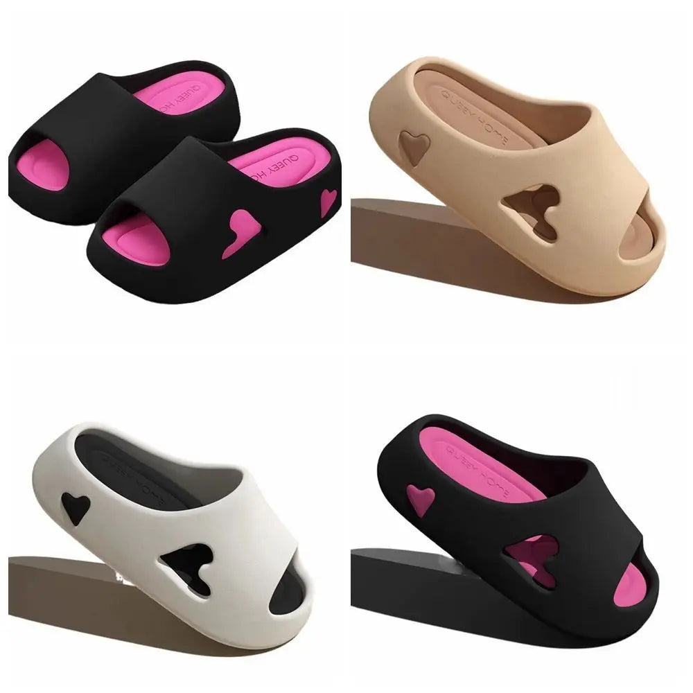 Solid Color Slippers 2024 Fashion Thick Sandals Non-slip Beach Slides Women