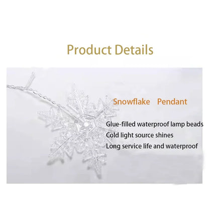3.5M Christmas Lights LED Fairy String Lights Snowflake Curtain Garland Waterproof For Holiday Party Xmas Decoration 2024