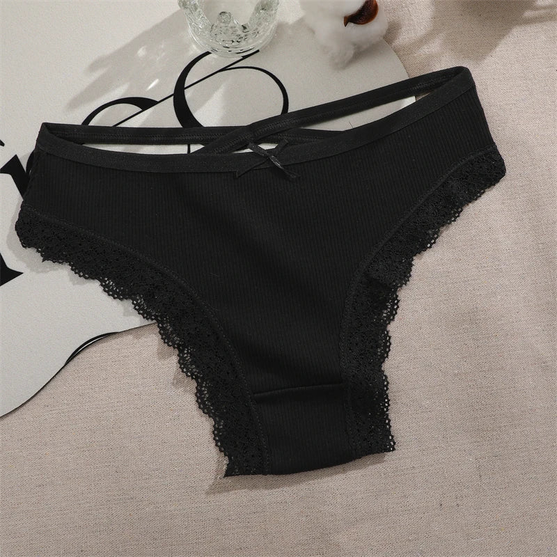 4PCS Women's Cotton Briefs Sexy Female Underpants Elasticity Comfortable Underwear Panties Lingerie S-XL  Solid Color Intimate