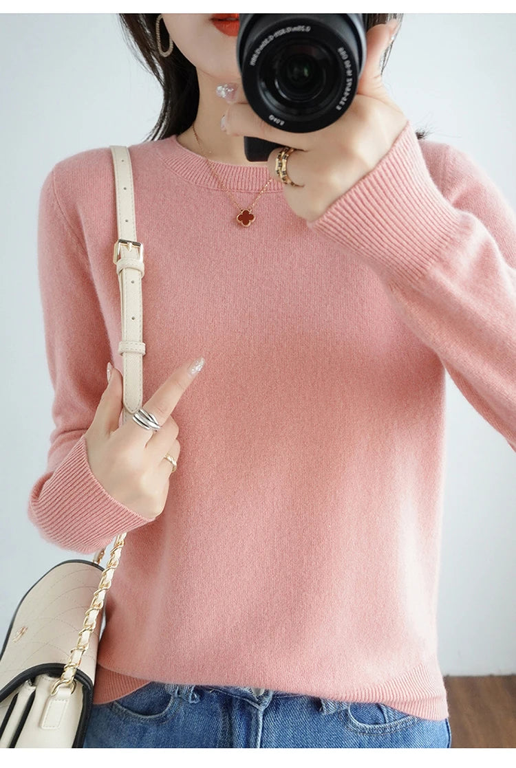 Autumn And Winter Thin Sweater Women's Round Neck Pullover Casual Knitted Top Women's Short Underlay Fashion 18 Colors