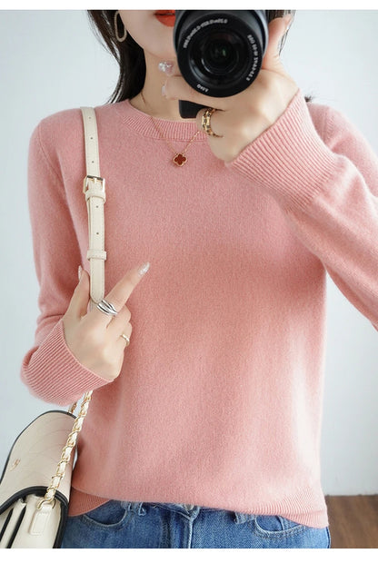 Autumn And Winter Thin Sweater Women's Round Neck Pullover Casual Knitted Top Women's Short Underlay Fashion 18 Colors