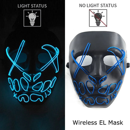 Wireless Neon LED Purge Mask Glow in The Dark Cosplay Horror Mask Halloween Masquerade Party Masks Glowing Funny Dress Up