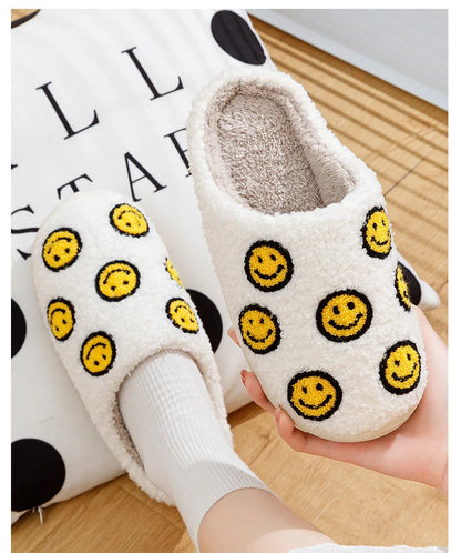 Little Cute Smile Face Slippers Houseshoes Women's House Smile Ladies Indoor Winter Fluffy Cozy Home Comfy Women Shoes