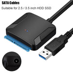 USB 3.0 to SATA Cable SATA III Hard Drive Adapter Converter for 2.5" 3.5" SSD HDD Hard Drive Disk with 12V/2A Power Adapter