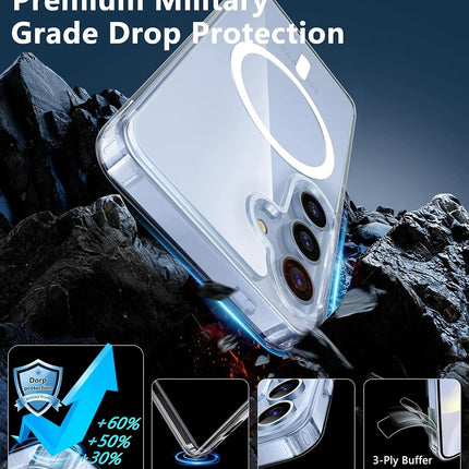 Strong Magnetic For Magsafe Wireless Charging Case For Samsung Galaxy S24 S23 S22 S21 FE Ultra Plus Hybrid Hard Cover Clear Soft