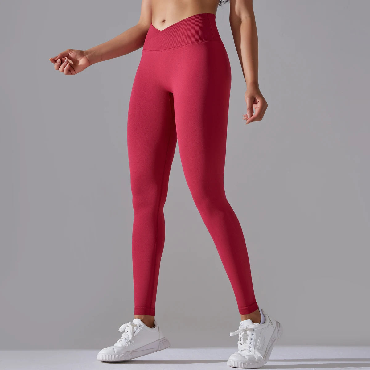 Crossover Waist Women Yoga Leggings Hips Lifting Gym Leggings Seamless Sport Pants High Waist Fitness Leggings Workout Running