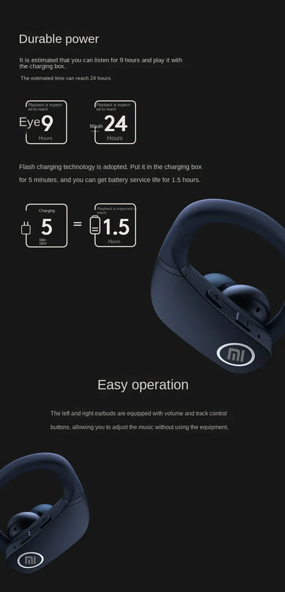 XIAOMI Original Z9 True Wireless Headset Hook Bluetooth Touch Headset HD Call LED Display Sports Headset with Microphone