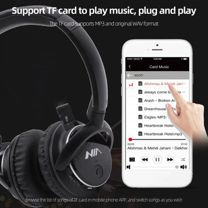 Q1 Bluetooth Headphone Wireless Stereo Music Headset Over-ear TF Card FM Radio Foldable Wired Earphone with Microphone APP