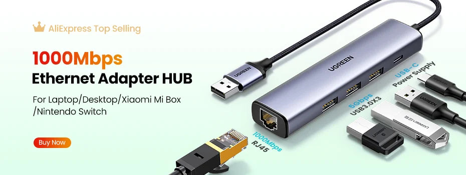 UGREEN RJ45 Splitter 1 to 2 Ethernet Adapter Internet Network Cable Extender RJ45 Connector Coupler for PC Laptop TV Box Router