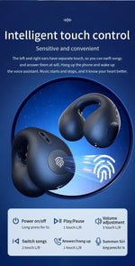 T75 Sport Bone-Conduction Bluetooth 5.3 Earphones HiFi Sound Wireless Headphones Earclip Waterproof Open Ear Headset Earring