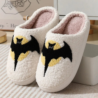 Christmas Elk Cotton Slippers For Women Men Winter Cute Cartoon Slippers Indoor Non Slip Couple Floor Slides Home Plush Shoes