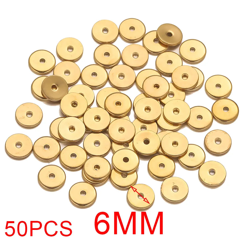 50pcs Stainless Steel Daisy Snowflake Flower Spacer Beads Gold Plated Loose Bead Cap for DIY Needlework Jewelry Making Bracelet