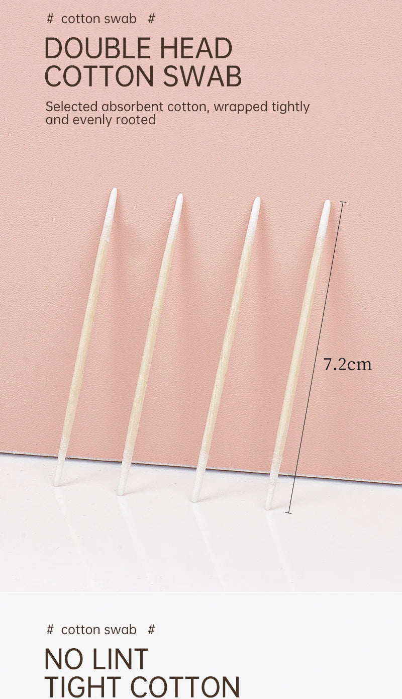100/300 Pcs Disposable Ultra-small Cotton Swab Brush Lint Free Micro Wood Makeup Brushes Eyelash Extension Glue Removing Tools