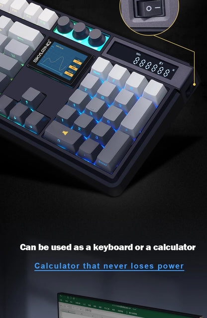SKYLOONG GK104 Pro Full-Size 3-Mode Wireless Mechanical Keyboard with 2.0 Screen 3 Knobs Hot-Swappable Silent Switch PBT keycaps