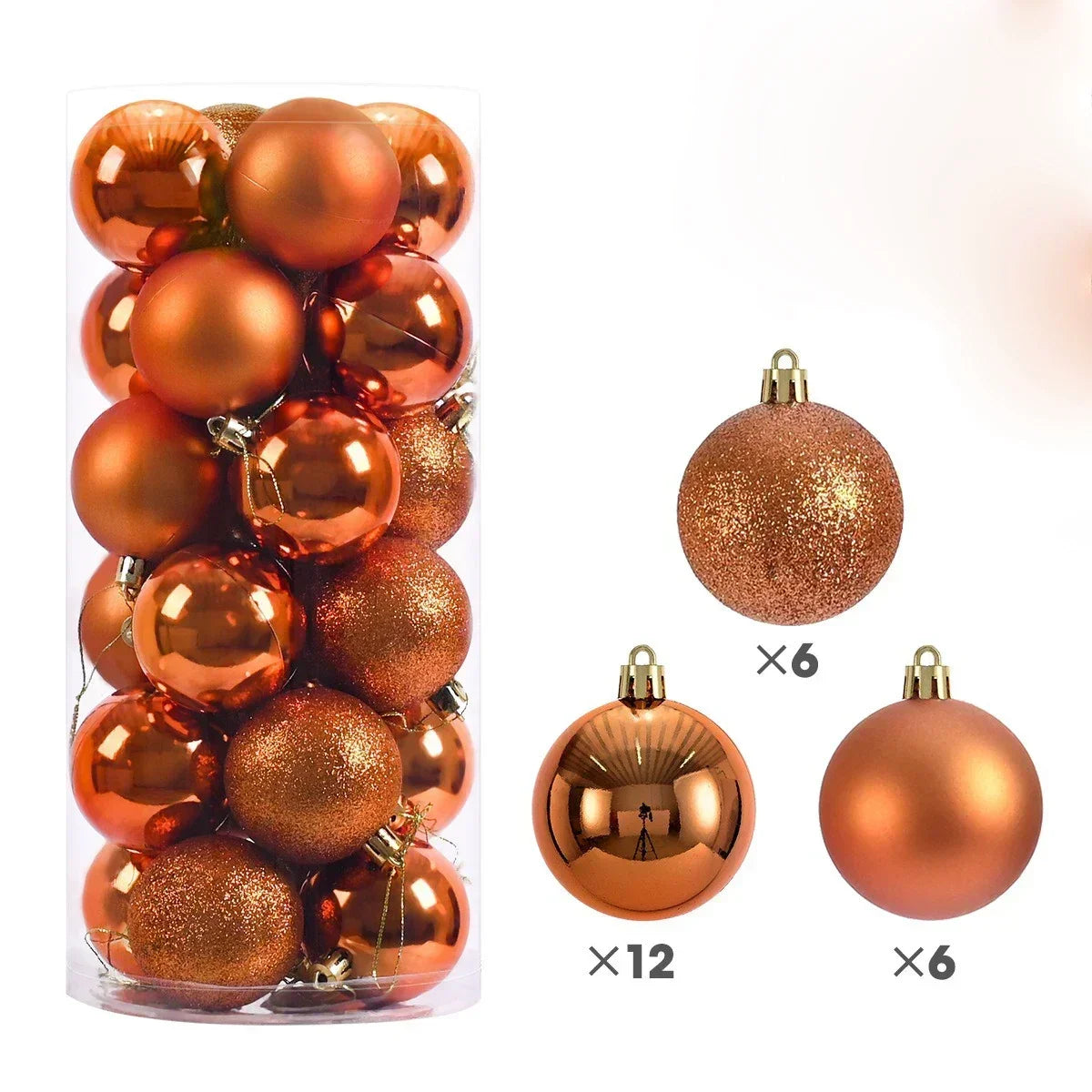 24Pcs 3/4/6CM Christmas Balls Big Ball Christmas Tree Pendant Ornaments for Party Decor 2025 New Year Navidad Gifts Accessory