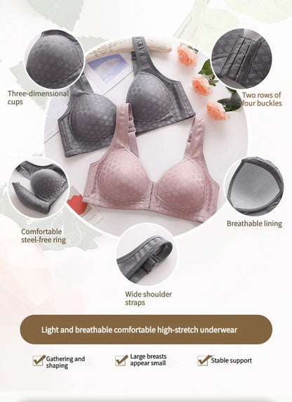 The New Front Button Type Sexy Brassiere Anti-sagging Gathered No Steel Ring Ladies Mother Large Size Thin Section Underwear Bra
