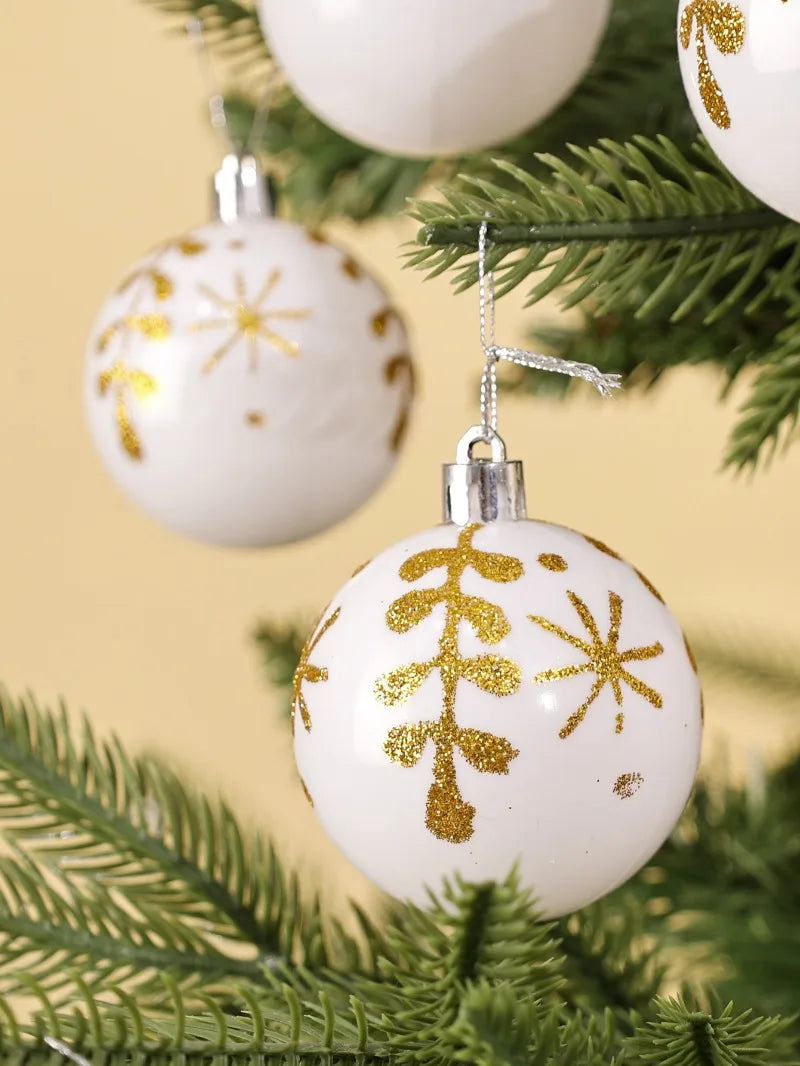 24/6Pcs Glitter Christmas Balls Christmas Ornaments Set  Xmas Tree Hanging Pendant Home Festive Party Decoration Supplies 6cm