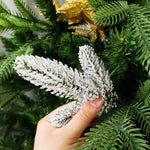 Wholesale Pine Needle Branch Artificial Christmas Green Snow Frosted Fake Plants Sprigs Stem DIY Wreath Home Garland Decorations