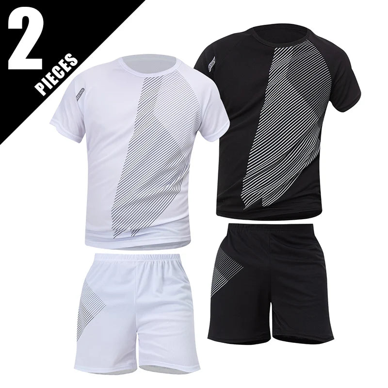 2/6 Pack Plus Size Men's Quick-drying Short-sleeved Shorts Suit Men's Leisure Sports Running Fitness T-shirt Joker Shorts Teen