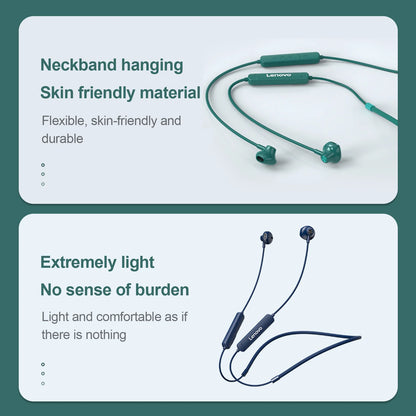 New Lenovo SH1 Wireless Earphone Bluetooth 5.0 Chip HIFI Sound Quality IPX5 Waterproof Sports Headset Magnetic Neckband Earbuds