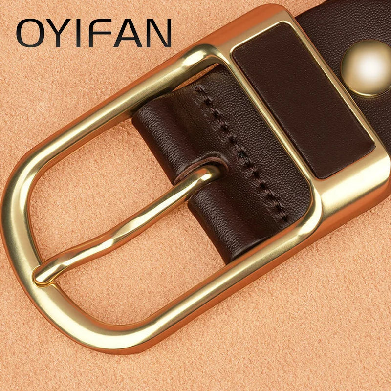 OYIFAN High quality belt for men 3.8cm pin buckle belt Men's Leather Belt Jeans Waistband Brown Leather Belt Men