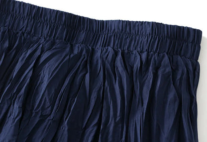 UCXQ Simple Luxury Multi Solid Colors Pleated Skirt For Women's Large Hem Folds A-line Skirts Female 2024 Spring Autumn 23A7004