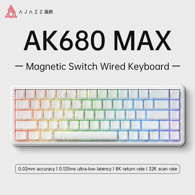 AJAZZ AK680 MAX Magnetic Switch Mechanical Keyboard 60% Rapid Trigger 0.01mm 8K/1K Return 68 keys Wired/Wireless Gaming Keybaord