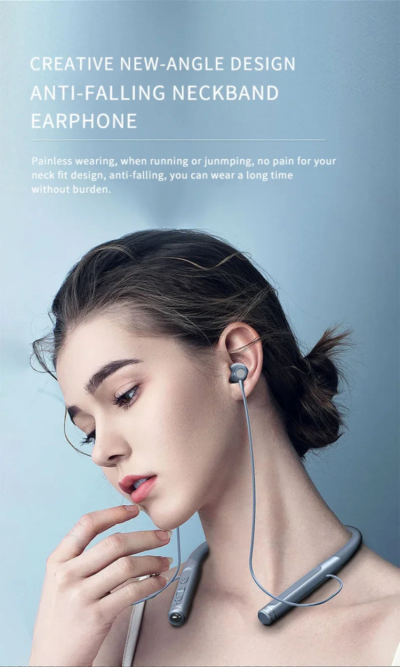EARDECO 120 Hour Bluetooth Headphone Stereo Bass Wireless Headphones Neckband Earphones Power Flashlight Display Neck Headset