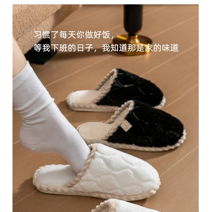 Cotton Slippers for Women Suitable for Spring Autumn Living Indoor Anti Slip Home Warm Home Couple Winter Furry Men Slippers
