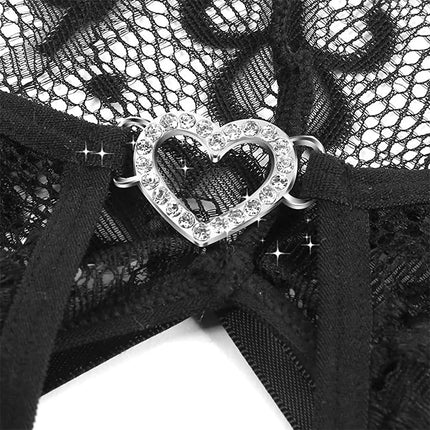 Sexy Crotchless Blue Lingerie Women Lace Hollow Bodysuit Erotic Pajamas Teddy Babydoll Dress Deep V Open Bra Porn Underwear Set