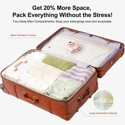 Urecity Vintage Luggage Sets Luxury Suitcase Set For Men & Women Retro Luggage with Double Spinner Wheels Rolling Suitcases Hot