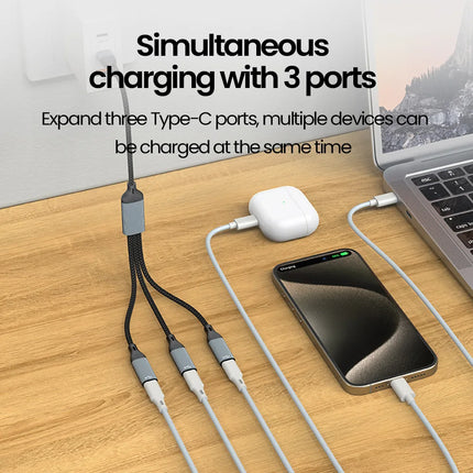 Elough Type C HUB USB Splitter Connector OTG Adapter USB/USB C to 3 Type C Splitter Data Transfer Read U Disk/Card For Laptop PC