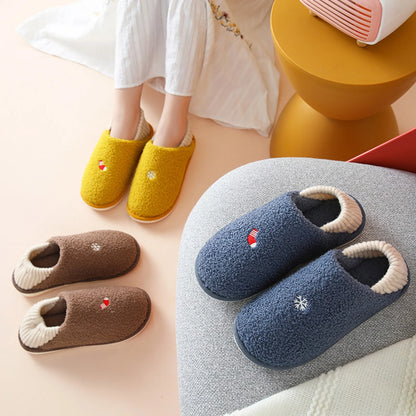 Couple Women's Winter Snowflake Shoes Christmas Pattern Indoor Home Furnished Warm Non Slip Cotton Home Slippers For Women