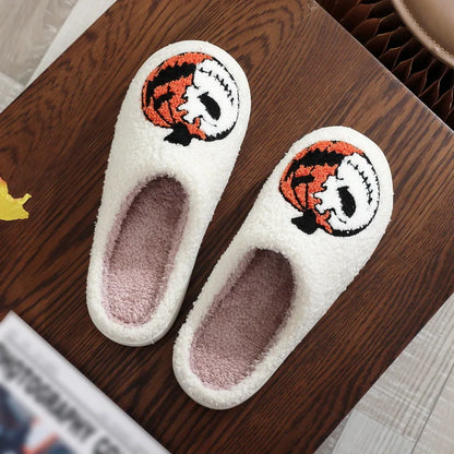 Christmas Elk Cotton Slippers For Women Men Winter Cute Cartoon Slippers Indoor Non Slip Couple Floor Slides Home Plush Shoes