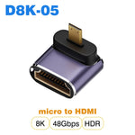 UGOURD HDMI2.1 Cable Adapter mini micro hdmi to HDMI 2.1 Converter 48Gpbs 8K60HZ 4K120HZ for HDTV Projector PS4 PS5 Laptop PC