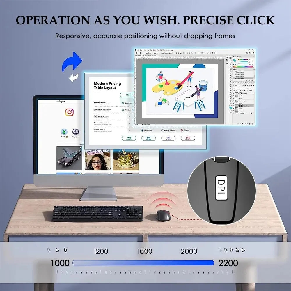 Wireless Mouse 2.4G Portable Silent Ergonomic Mice For Laptop iPad Tablet Notebook Mobile Phone Office Gaming Mouse USB Adapter